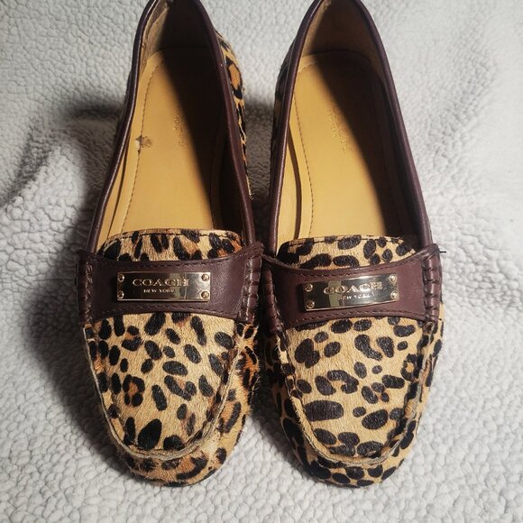 Coach Fredrica Leopard Print Slip-On Driving Loafer Flats - Picture 2 of 11